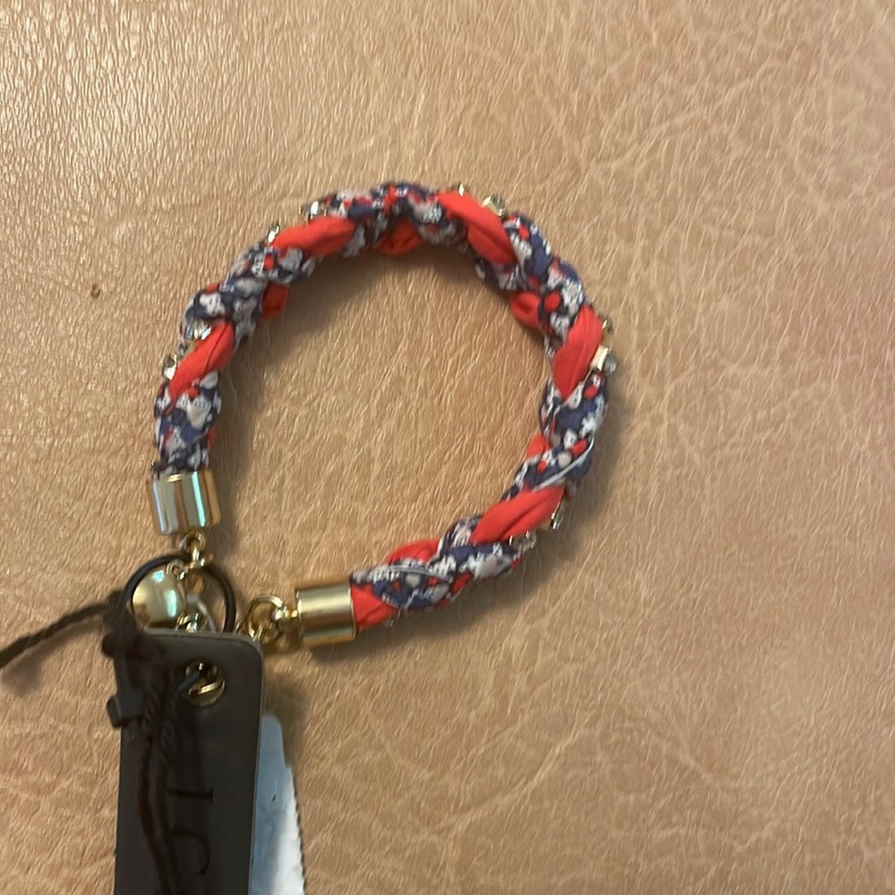 J crew liberty of London print bracelet. NWT. Beautiful print of oranges / blues